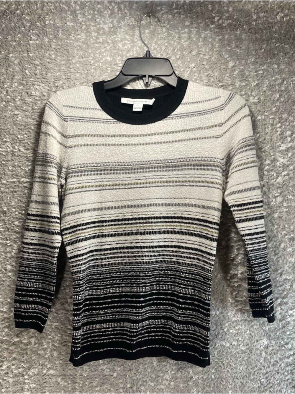 Diane Von Furstenberg Crewneck Sweaters Top Small Wool Blend Size S Preppy